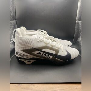 Nike Alpha Menace Elite 4 Football Cleats White Black FZ7701-101 Mens SZ 14